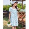 imageEkouaer Nightgowns for Women Pleated Sleep Shirts Short Sleeve Night Shirts Lace Trim Night Gown Ladies Sleep DressFloral Blue