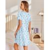 imageEkouaer Nightgowns for Women Pleated Sleep Shirts Short Sleeve Night Shirts Lace Trim Night Gown Ladies Sleep DressFloral Blue