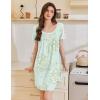 imageEkouaer Nightgowns for Women Pleated Sleep Shirts Short Sleeve Night Shirts Lace Trim Night Gown Ladies Sleep DressFloral Light Green