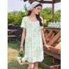 imageEkouaer Nightgowns for Women Pleated Sleep Shirts Short Sleeve Night Shirts Lace Trim Night Gown Ladies Sleep DressFloral Light Green