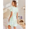 imageEkouaer Nightgowns for Women Pleated Sleep Shirts Short Sleeve Night Shirts Lace Trim Night Gown Ladies Sleep DressFloral Light Green