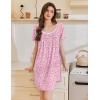 imageEkouaer Nightgowns for Women Pleated Sleep Shirts Short Sleeve Night Shirts Lace Trim Night Gown Ladies Sleep DressFloral Pink