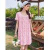 imageEkouaer Nightgowns for Women Pleated Sleep Shirts Short Sleeve Night Shirts Lace Trim Night Gown Ladies Sleep DressFloral Pink