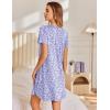 imageEkouaer Nightgowns for Women Pleated Sleep Shirts Short Sleeve Night Shirts Lace Trim Night Gown Ladies Sleep DressFloral Purple