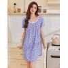 imageEkouaer Nightgowns for Women Pleated Sleep Shirts Short Sleeve Night Shirts Lace Trim Night Gown Ladies Sleep DressFloral Purple