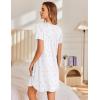 imageEkouaer Nightgowns for Women Pleated Sleep Shirts Short Sleeve Night Shirts Lace Trim Night Gown Ladies Sleep DressFloral White
