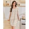imageEkouaer Nightgowns for Women Pleated Sleep Shirts Short Sleeve Night Shirts Lace Trim Night Gown Ladies Sleep DressFloral Yellow