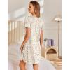 imageEkouaer Nightgowns for Women Pleated Sleep Shirts Short Sleeve Night Shirts Lace Trim Night Gown Ladies Sleep DressFloral Yellow