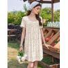 imageEkouaer Nightgowns for Women Pleated Sleep Shirts Short Sleeve Night Shirts Lace Trim Night Gown Ladies Sleep DressFloral Yellow