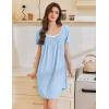 imageEkouaer Nightgowns for Women Pleated Sleep Shirts Short Sleeve Night Shirts Lace Trim Night Gown Ladies Sleep DressLight Blue