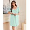 imageEkouaer Nightgowns for Women Pleated Sleep Shirts Short Sleeve Night Shirts Lace Trim Night Gown Ladies Sleep DressLight Green