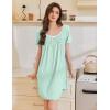 imageEkouaer Nightgowns for Women Pleated Sleep Shirts Short Sleeve Night Shirts Lace Trim Night Gown Ladies Sleep DressLight Green