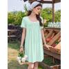 imageEkouaer Nightgowns for Women Pleated Sleep Shirts Short Sleeve Night Shirts Lace Trim Night Gown Ladies Sleep DressLight Green