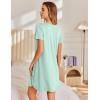 imageEkouaer Nightgowns for Women Pleated Sleep Shirts Short Sleeve Night Shirts Lace Trim Night Gown Ladies Sleep DressLight Green