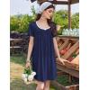 imageEkouaer Nightgowns for Women Pleated Sleep Shirts Short Sleeve Night Shirts Lace Trim Night Gown Ladies Sleep DressNavy Blue