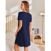 imageEkouaer Nightgowns for Women Pleated Sleep Shirts Short Sleeve Night Shirts Lace Trim Night Gown Ladies Sleep DressNavy Blue