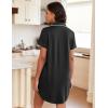 imageEkouaer Womens Nightgown Button Down Night Gowns Short Sleeve Sleepshirt V Neck Nightshirt Soft Sleepwear SXXLBlack
