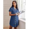 imageEkouaer Womens Nightgown Button Down Night Gowns Short Sleeve Sleepshirt V Neck Nightshirt Soft Sleepwear SXXLBlue