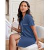 imageEkouaer Womens Nightgown Button Down Night Gowns Short Sleeve Sleepshirt V Neck Nightshirt Soft Sleepwear SXXLBlue