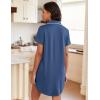 imageEkouaer Womens Nightgown Button Down Night Gowns Short Sleeve Sleepshirt V Neck Nightshirt Soft Sleepwear SXXLBlue