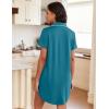 imageEkouaer Womens Nightgown Button Down Night Gowns Short Sleeve Sleepshirt V Neck Nightshirt Soft Sleepwear SXXLBlue Green