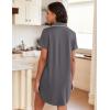 imageEkouaer Womens Nightgown Button Down Night Gowns Short Sleeve Sleepshirt V Neck Nightshirt Soft Sleepwear SXXLDark Grey