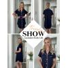 imageEkouaer Womens Nightgown Button Down Night Gowns Short Sleeve Sleepshirt V Neck Nightshirt Soft Sleepwear SXXLNavy Blue