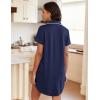 imageEkouaer Womens Nightgown Button Down Night Gowns Short Sleeve Sleepshirt V Neck Nightshirt Soft Sleepwear SXXLNavy Blue