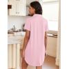 imageEkouaer Womens Nightgown Button Down Night Gowns Short Sleeve Sleepshirt V Neck Nightshirt Soft Sleepwear SXXLPink