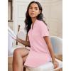 imageEkouaer Womens Nightgown Button Down Night Gowns Short Sleeve Sleepshirt V Neck Nightshirt Soft Sleepwear SXXLPink