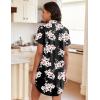 imageEkouaer Womens Nightgown Button Down Night Gowns Short Sleeve Sleepshirt V Neck Nightshirt Soft Sleepwear SXXLPink Flower