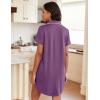 imageEkouaer Womens Nightgown Button Down Night Gowns Short Sleeve Sleepshirt V Neck Nightshirt Soft Sleepwear SXXLPurple