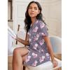 imageEkouaer Womens Nightgown Button Down Night Gowns Short Sleeve Sleepshirt V Neck Nightshirt Soft Sleepwear SXXLRed Flower