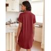 imageEkouaer Womens Nightgown Button Down Night Gowns Short Sleeve Sleepshirt V Neck Nightshirt Soft Sleepwear SXXLWine Red