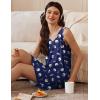 imageEkouaer 3 Pack Nightgowns for Women Sleeveless Sleepwear Button Down Nightshirt Wide Strap Tank Sleep Shirt S3XLNavy Blue Moonpentagrampink Print