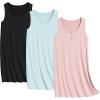 imageEkouaer 3 Pack Nightgowns for Women Sleeveless Sleepwear Button Down Nightshirt Wide Strap Tank Sleep Shirt S3XLBlacklight Bluepink