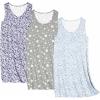 imageEkouaer 3 Pack Nightgowns for Women Sleeveless Sleepwear Button Down Nightshirt Wide Strap Tank Sleep Shirt S3XLBlue Leopardpurple Printpentagram