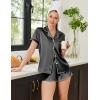 imageEkouaer Womens Silk Satin Pajamas Set Short Sleeve Sleepwear Button Down Top and Shorts Loungewear 2 Piece Pjs Set SXXLBlack