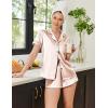 imageEkouaer Womens Silk Satin Pajamas Set Short Sleeve Sleepwear Button Down Top and Shorts Loungewear 2 Piece Pjs Set SXXLChampagne