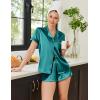 imageEkouaer Womens Silk Satin Pajamas Set Short Sleeve Sleepwear Button Down Top and Shorts Loungewear 2 Piece Pjs Set SXXLDark Green