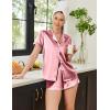 imageEkouaer Womens Silk Satin Pajamas Set Short Sleeve Sleepwear Button Down Top and Shorts Loungewear 2 Piece Pjs Set SXXLDusty Rose