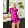 imageEkouaer Womens Silk Satin Pajamas Set Short Sleeve Sleepwear Button Down Top and Shorts Loungewear 2 Piece Pjs Set SXXLHot Pink