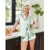 imageEkouaer Womens Silk Satin Pajamas Set Short Sleeve Sleepwear Button Down Top and Shorts Loungewear 2 Piece Pjs Set SXXLIce Green