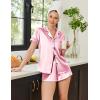 imageEkouaer Womens Silk Satin Pajamas Set Short Sleeve Sleepwear Button Down Top and Shorts Loungewear 2 Piece Pjs Set SXXLLight Pink