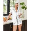 imageEkouaer Womens Silk Satin Pajamas Set Short Sleeve Sleepwear Button Down Top and Shorts Loungewear 2 Piece Pjs Set SXXLWhite