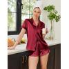 imageEkouaer Womens Silk Satin Pajamas Set Short Sleeve Sleepwear Button Down Top and Shorts Loungewear 2 Piece Pjs Set SXXLWine Red