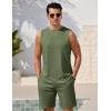 imageEkouaer Mens Pajamas Set Workout Tank Top Pjs Sets with Shorts 2 Piece Soft Sleeveless Casual Shirts Loungewear Sets SXXLArmy Green