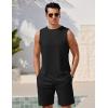 imageEkouaer Mens Pajamas Set Workout Tank Top Pjs Sets with Shorts 2 Piece Soft Sleeveless Casual Shirts Loungewear Sets SXXLBlack