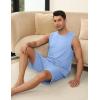imageEkouaer Mens Pajamas Set Workout Tank Top Pjs Sets with Shorts 2 Piece Soft Sleeveless Casual Shirts Loungewear Sets SXXLClear Blue
