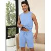 imageEkouaer Mens Pajamas Set Workout Tank Top Pjs Sets with Shorts 2 Piece Soft Sleeveless Casual Shirts Loungewear Sets SXXLClear Blue